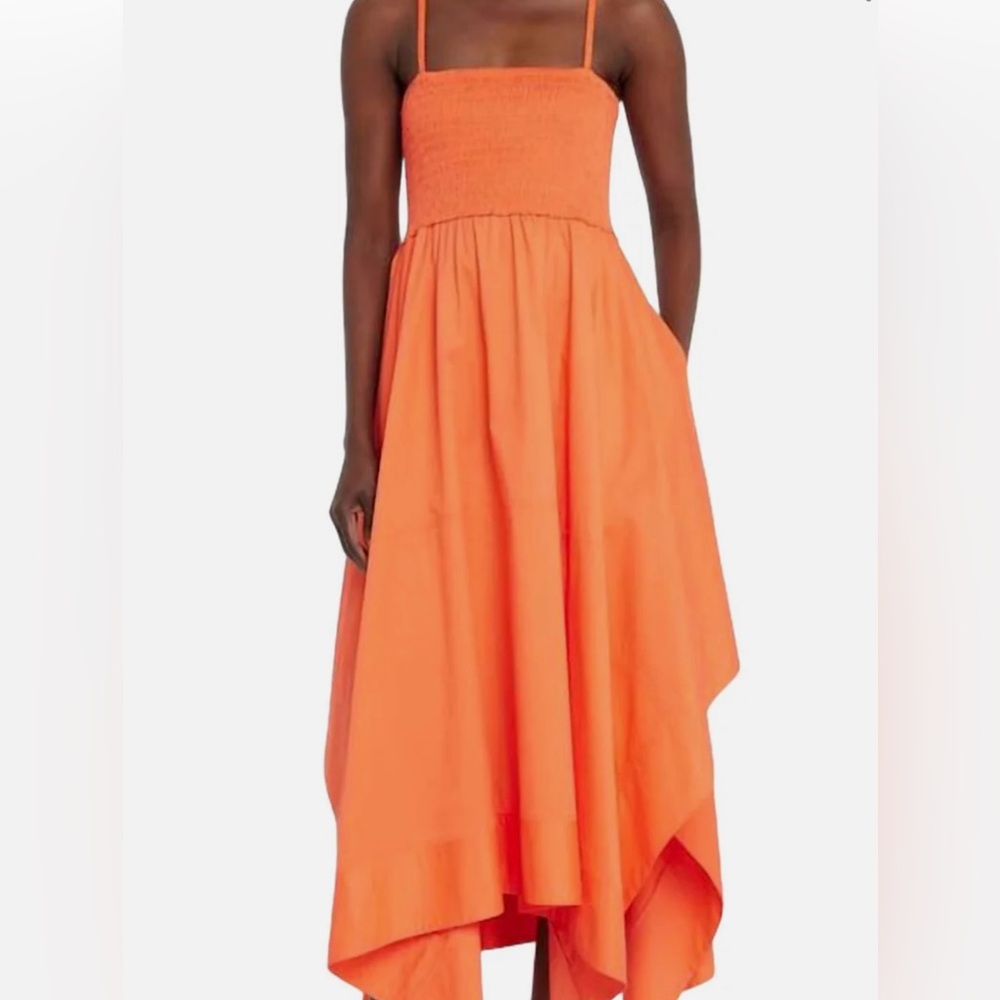ALC Adriana Smocked Midi Dress In Spiced Coral
